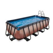 Rechthoekig Opbouw Zwembad 400 x 200 Timber Style met zandfilterpomp - EXIT 30.17.42.10
