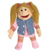 Handspeelpop Fibi, met roos shirt en jeansvest 45 cm - Living Puppets W409