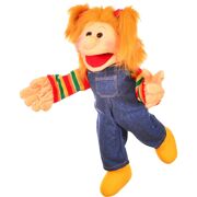 Handspeelpop Maja, meisje met jeanssalopet 65 cm - Living Puppets W066