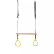 Houten ringtrapeze met kunststof ringen limoengroen - DICE R211.01.04