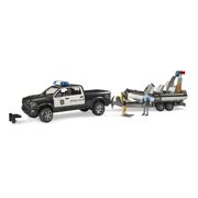 RAM 2500 politie-pick-up met L+S-module, aanhanger, boot, politieagente en duiker - BRUDER 02507