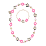 Souza Ketting en armband set Jessie bloem roze - SOUZA 107554