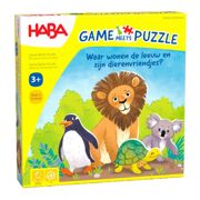 Spel - Game meets Puzzle - Waar wonen de leeuw en zijn dierenvriendjes? - HABA 2011724003