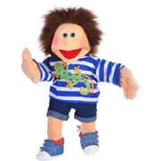 Handspeelpop Jupp, jongen met gestreepte pullover met gekko 65 cm - Living Puppets W439