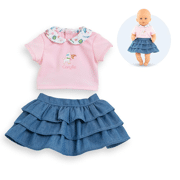 Weekend in Parijs T-shirt en geplooide rok voor pop 30 cm - COROLLE 111060