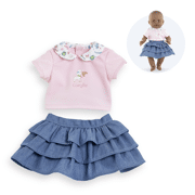 Weekend in Parijs T-shirt en geplooide rok voor pop 36 cm - COROLLE 141720