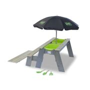 Aksent Zand-, Water- en Picknicktafel (1 zitbankje) met parasol en tuingereedschap - Exit 52.05.08.45
