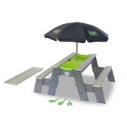 Aksent Zand-, Water-, en Picknicktafel (2 zitbankjes) met parasol en tuingereedschap - Exit 52.05.10.45