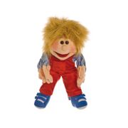 Handspeelpop Kleine Emil, jongen met rode salopet 35 cm - Living Puppets W166