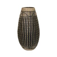  ZAZOU - vase - bamboo / seagrass - DIA 19 x H 37 cm - natural/black