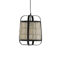  MIEN - hanglamp - bamboe / linnen - DIA 29,5 x H 39,5 cm - zwart