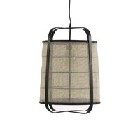 MIEN - hanglamp - bamboe / linnen - DIA 40 x H 56 cm - zwart