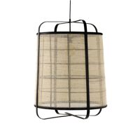  MIEN - hanglamp - bamboe / linnen - DIA 60 x H 80 cm - zwart