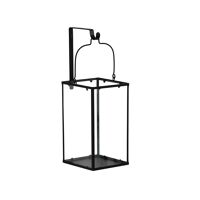  TOLEDO - lantern + wall hook - metal / glass - L 15 x W 15 x H 25 cm - black