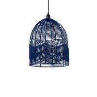  CYPRUS - hanging lamp - rattan / metal - DIA 35 x H 40 cm - dark blue