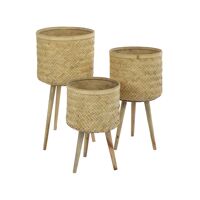  JNANA - set/3 pots à fleurs - bambou - DIA 28,5/32/36 x H 48,5/59/68,5 cm - naturel