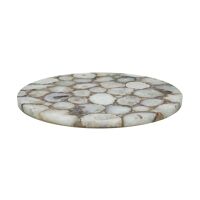 AGATA - tafelblad - agaat steen - DIA 55 x H 2 cm - wit