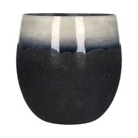  ROCK - bloempot - glas - DIA 30 x H 30 cm - zwart/zilver