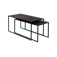  ESZENTIAL - set/2 coffee tables - metal / fir wood - L 80/75 x W 40/35 x H 40/35 cm - black