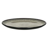  MIRHA JASPER - plat bord - steengoed - DIA 27,5 x H 2,3 cm - zwart/wit
