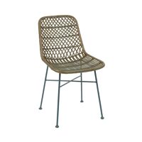  RODOS - stoel - rotan / metaal - L 43,5 x W 56,5 x H 80 cm - grijsblauw