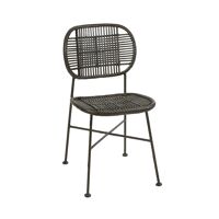  GENEVA - stoel - rotan / metaal - L 51,5 x W 43,5 x H 83 cm - zwart