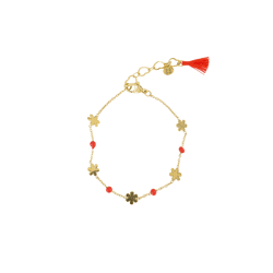 Armband bloem oranjerood/goud / Zusss