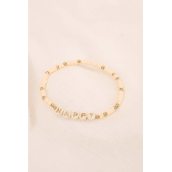 Kralenarmband met tekst happy / Zusss