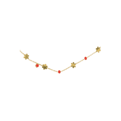 Ketting met bloem kralen oranjerood/goud / Zusss