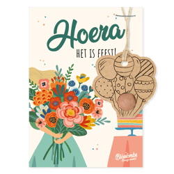 Kaart met ballonhanger en zaadbommetje Hoera, het is feest / Blossombs