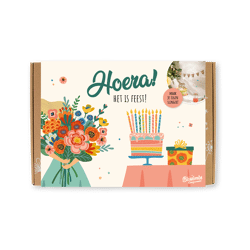 Giftbox met 9 zaadbommetjes en DIY slinger Large - Hoera, het is feest! / Blossombs