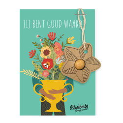 Kaart met sterhanger en zaadbommetje Jij bent goud waard / Blossombs