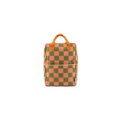 Backpack Farmhouse Large Checkerboard Sprout green + flower pink/ Sticky Lemon