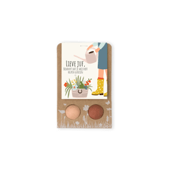 Weggeefcadeautje met 2 zaadbommetjes Lieve juf, bedankt / Blossombs