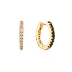 Ania Haie Black/white Cubic Zirconia Huggies Earrings  