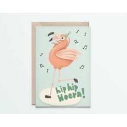 Wenskaart Happy flamingo / Kathings