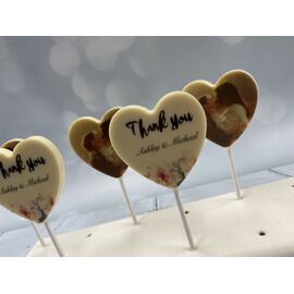 Hart chocolade lolly met gewenste foto, tekst of logo - 5 stuks verpakt
