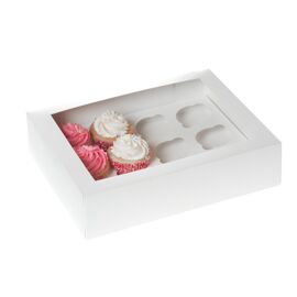 wit - 12 cupcake doos met venster 