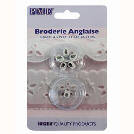 broderie Anglaise square & 5 Petal Eyelet cutters - PME