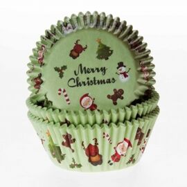 Merry christmas groen - baking cups  - HOM