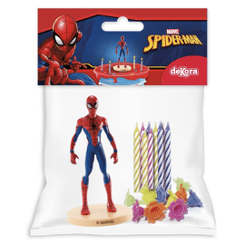 spiderman cake topper met kaarsjes