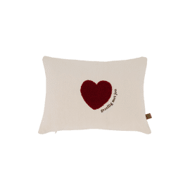 Kussen hartje 35x25cm off white/rood / Zusss