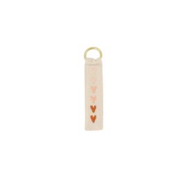Sleutelhanger roze hartjes ecru/roze / Zusss