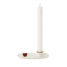 Kandelaar keramiek hartje wit/rood / Zusss