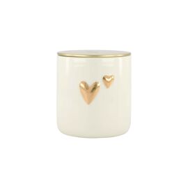 Geurkaars keramiek Hartjes 10x10cm wit/goud / Zusss