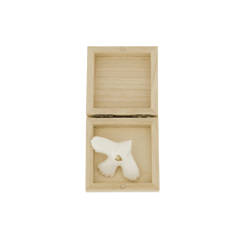 Doosje hout met vogeltje wit/goud / Zusss