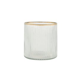 Waxinelichthouder glas ribbel transparant / Zusss