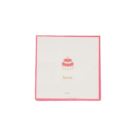 Servetten vierkant hoera taart wit/roze / Zusss
