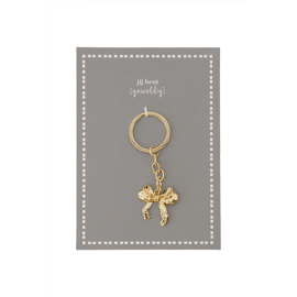 Ansichtkaart sleutelhanger strik wit/goud / Zusss