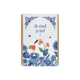 Giftbox met 4 zaadbommen mini - Delfts blauw - Ik vind je lief / Blossombs